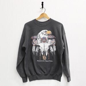 Vintage Mashantucket Pequot Tribe Cattle Skull Sweatshirt Large
